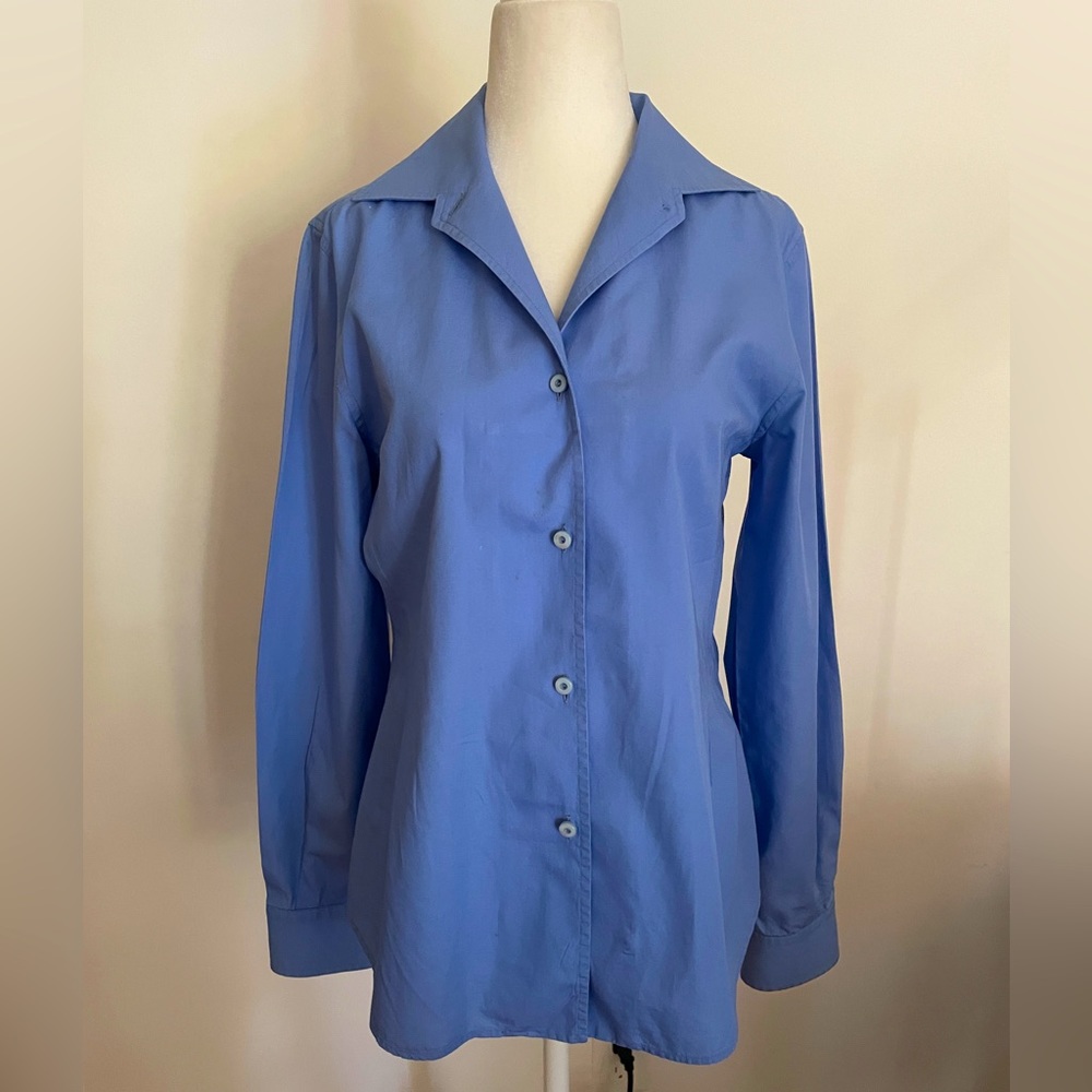 CLARA COTTMANN Woman’s Tailored Royal Blue Long Sleeve Shirt ITALY SZ 42…